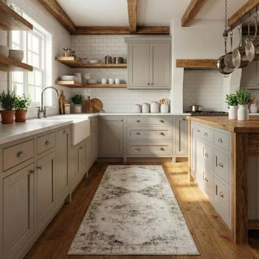 Imagem de Zanipex Tapetes de área de 20 x 25 cm para sala de estar, tapetes laváveis para quarto, 13 x 17 cm, entrada de corredores, cozinha, tapete boho interno, tapete bege para escritório (cinza neutro