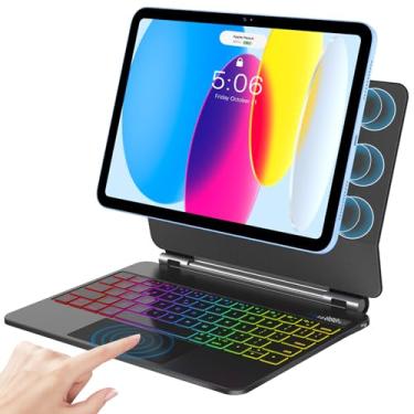 Imagem de Capa com teclado para iPad 11ª (A16, 2025) e 10ª geração 10 polegadas (2022) – suporte cantilever flutuante com trackpad multitoque – teclado mágico retroiluminado para iPad A16 com teclado 11ª/10ª