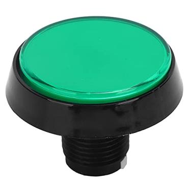 Imagem de POCREATION 60mm Grande Redondo Plano LED Light Push Console de Jogo Com Suporte Giratório para Máquina de Guindaste de Jogo (Verde+LED+interruptor de três pernas)