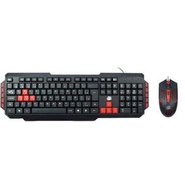 Imagem de Kit Gamer Teclado e Mouse USB com Fio, ABNT2, DPI Ajustável, Teclas Multimídia, Preto com Detalhes Vermelhos ou Verdes enviados aleatoriamente, conforme estoque