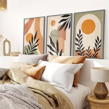 Imagem de Conjunto de arte de parede em tela sem moldura, estampas geométricas geométricas modernas minimalistas, decoração de parede de corredor de sala de estar para quarto (Observação: sem moldura), 20 cm x