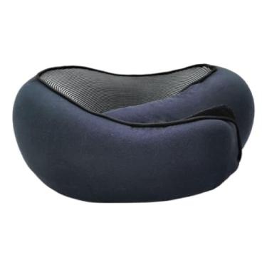 Imagem de Travesseiro de Viagem para Pescoço Confortável – Almofada Cervical Macia para Carro, Ônibus e Avião com Fecho em Velcro(Azul)