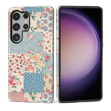 Imagem de Akinmi Capa para Samsung Galaxy S25 Ultra, capa protetora dupla de silicone macio para Samsung Galaxy S25 Ultra-Vintage Pastel Floral Quilt Patchwork