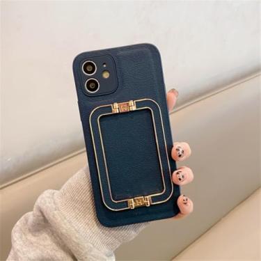 Imagem de IRTGFG Capa de suporte dobrável de metal e couro de luxo para iPhone 16 Pro, capa de silicone à prova de choque (para iPhone 16 Pro/3)