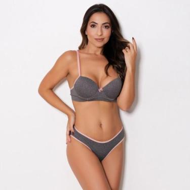 Imagem de Conjunto Básico Fio Duplo Mescla com Bojo e Arco Cor:RomanceTamanho:G 