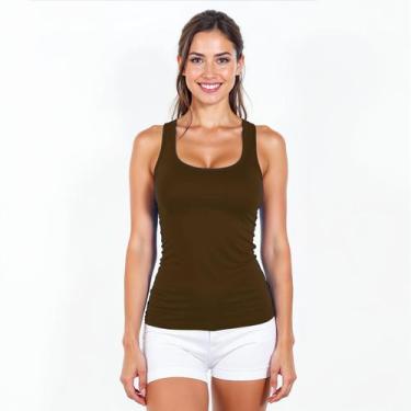 Imagem de Regata Nadador Feminina Viscolycra Básica Casual Blusa e Cia, Marrom, 