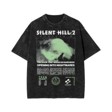 Imagem de Camiseta Unissex Oversize De Algodão Silent Hill 3 2 4 Lavada Streetwe