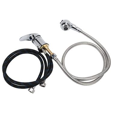 Imagem de Yinhing Shampoo Cama Cadeira Torneira 70cm Tubo de água Quente e Fria 120cm Mangueira Macia Cabeça de Chuveiro para Salão de Cabeleireiro Liga de Zinco Cromado Núcleo de Válvula de