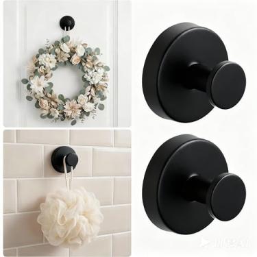 Imagem de Ganchos de ventosa para guirlandas de porta, pacote com 2 ventosas fortes de aço inoxidável para porta de vidro, decorações de outono e Halloween, placa de boas-vindas para porta da frente ao ar livre