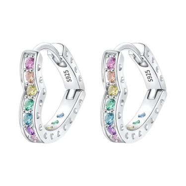 Imagem de Brincos De Argola De Coração Com Pérola Lunar E Cristal Em Prata Ester