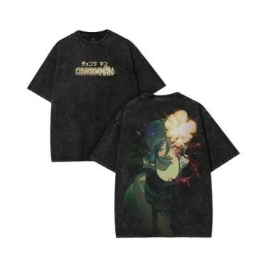 Imagem de Camisetas De Algodão Unissex Oversized Com Estampa De Anime Chainsaw M