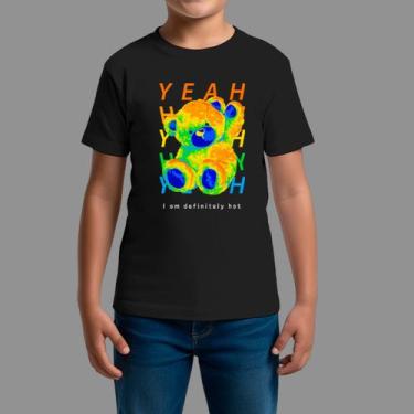 Imagem de Camisetas Infatil Algodão Casual Gola Redonda Yeah, Preto, 16