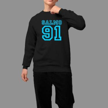 Imagem de Amisetas Basico Moda Cristã Tecido Macio Salmo 91, Preto, GG