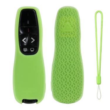 Imagem de Capa para Logitech Wireless Presenter R 400 R400, controle remoto, antiderrapante, capa com suporte de pele com cordão (verde que brilha no escuro)