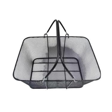Imagem de Aymzbd Cesta de compras de arame metálico, cesta de bicicleta, cestas de supermercado com alças.