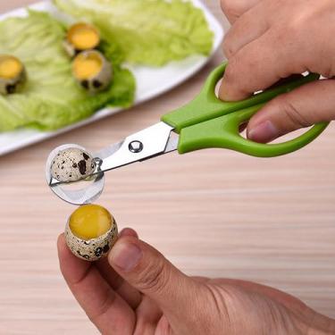 Imagem de Tesoura de ovo de codorna de aço inoxidável, cortador de casca, abridor de precisão para limpar e fácil corte de topo de ovo verde