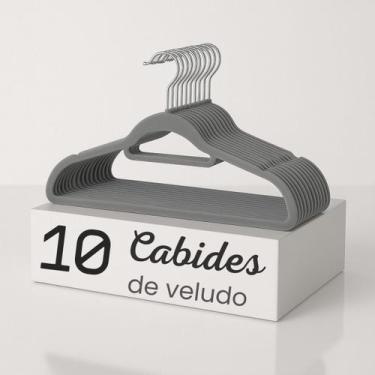 Imagem de Kit 10 Cabides Adulto Veludo para Roupas Antideslizante Giratório - Br