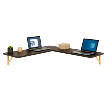 Imagem de Mesa EM L, com suporte, adequada para quarto ou escritório. Ideal para estudar e trabalhar. 100% MDF