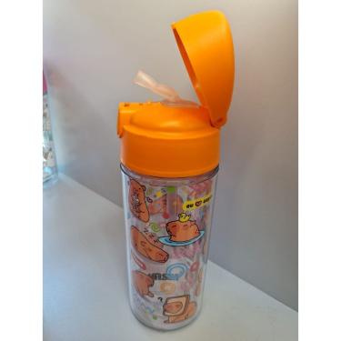 Imagem de Garrafa De Água Infantil Pop Capivara 270ml C/ Canudo Escola Vermelho