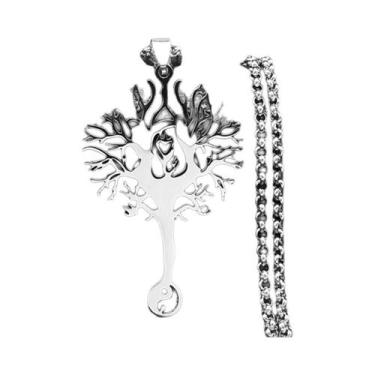 Imagem de Colar Longo Masculino Em Aço Inoxidável Preto 2023 Com Pingente Árvore