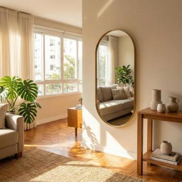 Imagem de Espelho Grande de Parede Moldura Aço 150x60cm Corpo Inteiro - Rei dos 