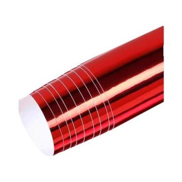 Imagem de Filme Vinílico Adesivo Cromado Vermelho Brilhante Para Envelopamento D