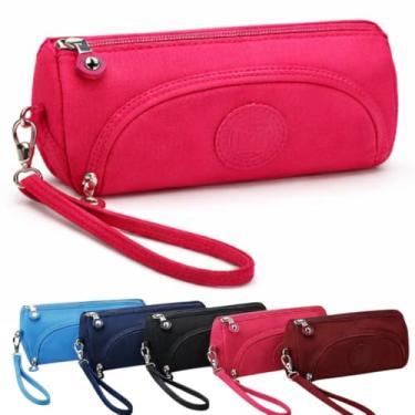 Imagem de Estojo Escolar Organizador com 2 Divisórias, Zíper Externo, Necessaire Multiuso para Canetas e Lápis (Rosa)