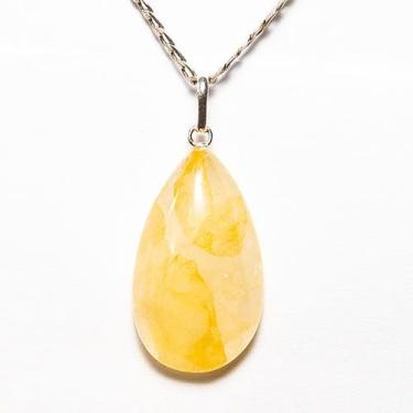 Imagem de Colar Gota Pedra Hematoide Amarelo Natural Pino Prata 950 - Cristaisde