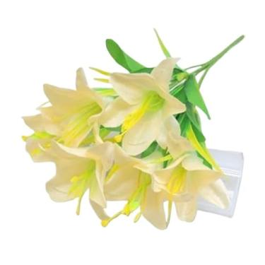 Imagem de Enfeites Decorativos com Lírios Artificiais para Casa, Flores Decorativas para Mesa, Restaurantes e Ambientes Internos(Champanhe)