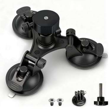 Imagem de Zhaobeimao Suporte de ventosa forte para Starlink e câmera com roscas duplas de 1/10.2 cm e 3/20.3 cm, suporte de teto de carro seguro tudo-em-um com base bloqueável e liberação rápida para trailer