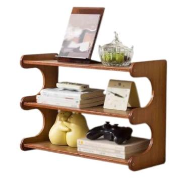 Imagem de Estante de armazenamento de livros, organizador de prateleira independente, estante de bambu, para escritório, casa, cozinha, estante de armazenamento (3 níveis), prateleira de livros (C 50 x L 19 x A