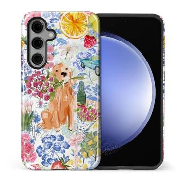 Imagem de Goodsprout Capa para Samsung Galaxy S25, silicone TPU de camada dupla + policarbonato rígido, à prova de choque e resistente a arranhões, colagem fofa de flores de verão da faculdade do cão aliado
