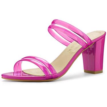 Imagem de Allegra K Sandália feminina de salto com tiras transparentes e salto plataforma, Rosa choque, 7