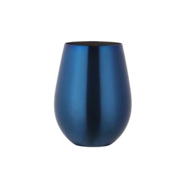 Imagem de Copo de cerveja de aço inoxidável de 500 ml, copo de cerveja de ouro rosa, copo de suco de coquetel, caneca de metal, copo de barriga grande, suprimentos de bar (azul)