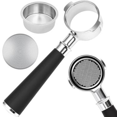 Imagem de Filtro portátil sem fundo de 51 mm com 2 orelhas serve para Delonghi ECP3420, EC155, BCO430, EC260 e ECP3120, inclui tela de disco, cesta de filtro de dose dupla