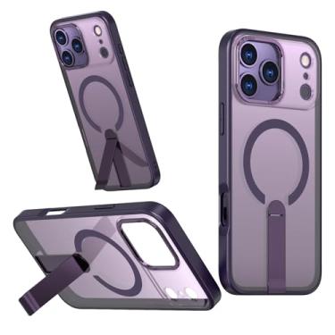 Imagem de SFDSUH Capa magnética translúcida com suporte para iPhone 16e (Para iPhone 16e/ROXA)