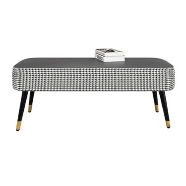 Imagem de KEG801302 Bancos estofados modernos para quarto, sala de estar, apoio para os pés, com pernas de metal, para entrada, sala de jantar, quarto, final da cama, decorativo (cinza escuro)