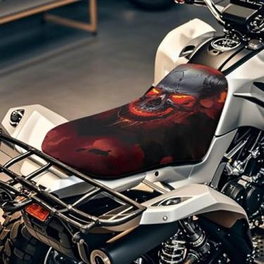 Imagem de Qpednta Capa de assento de quadriciclo fashion caveira impermeável universal de quatro rodas compatível com Polaris Sportsman 570 450 850, Polaris Scrambler 400 500 850 1000, Honda Rancher 420