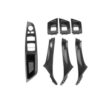 Imagem de 1 conjunto/7 peças lhd rhd lado do passageiro porta interior do carro puxar maçaneta capa guarnição Compatível com bmw série 5 f10 f18 523 525 528(LHD Carbon Fiber)