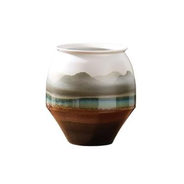 Imagem de KHUTRW3D Vaso de flores chinês retrô para sala de estar, vaso de plantas verdes, vaso de cerâmica de alta temperatura para ambientes internos e externos