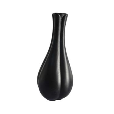 Imagem de KiBcsLic Vaso de flores para decoração de casa, peça central criativa e moderna, vaso de cerâmica imitando estilo nórdico para mesa de escritório, enfeite de, Black L