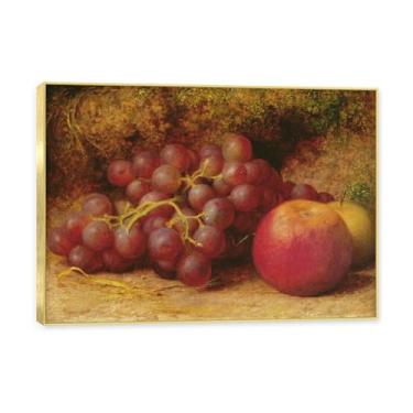 Imagem de Moldura dourada. Arte vintage emoldurada de frutas mortas, pintura clássica de cozinha country, decoração de parede de casa de fazenda quente para sala de jantar e cozinha. C03. 60 x 84 cm-23,6 x 33,1