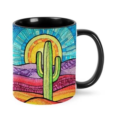 Imagem de Jumou Caneca de café de cacto 325 ml copo de cerâmica engraçado para mulheres homens novidade aniversário presentes de Natal micro-ondas escritório casa