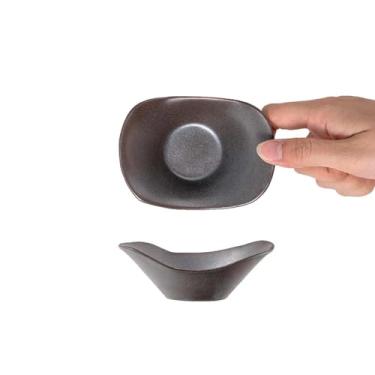 Imagem de Prato de fricção de esmalte colorido criativo de cerâmica para uso doméstico com personalidade fresca - cinza escuro 9,4 cm.