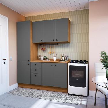 Imagem de Armário de Cozinha Compacta 170cm Canela/Cinza Sagrado Pixel Kappesberg