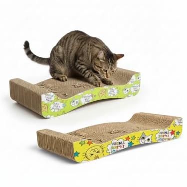 Imagem de Generic Arranhador Para Gatos De Papelão Com Dupla Face, Combinável, 17,32 X 8,27, Formato Osso, Corrugado, Texturas Premium, Ideal Domésticos (Pacote 2)