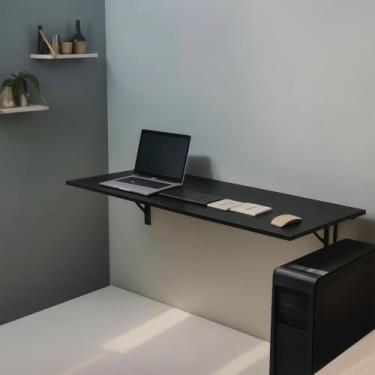 Imagem de Mesa Suspensa 1,20m MDF Mesa Home Office Escrivaninha Suspensa Moderna para Computador(Preto)