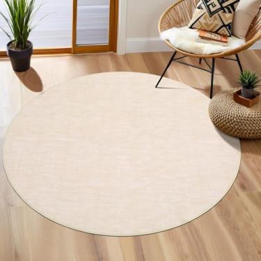 Imagem de RUGSREAL Tapete redondo de 9,5 m círculo de cor sólida com suporte de borracha lavável para entrada pequeno tapete moderno contemporâneo para quarto e sala de estar, berçário, 9,5 cm x 7,8 cm redondo