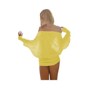 Imagem de Vestido Mini Feminino Ombro a Ombro Manga Longa Com Drapeado E Patchwo