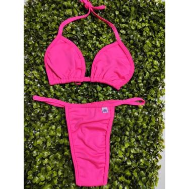 Imagem de Jade Picon Biquíni Cortininha Fio Dental Marquinha Sem Bojo, Rosa, G